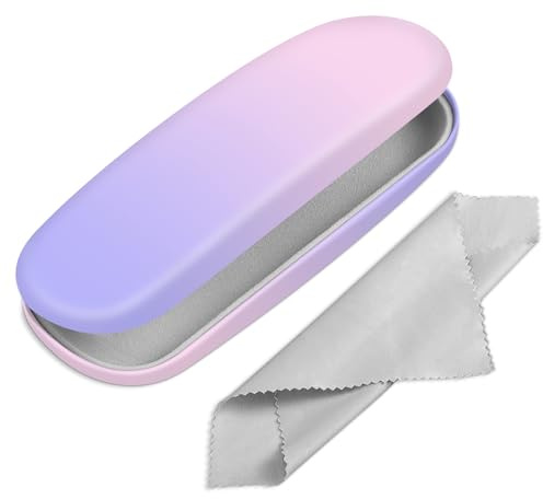 FINTIE Custodia Occhiali Rigida, Portatile Porta Occhiali da vista, Portaocchiali con Panno Pulizia Occhiali per Donna Uomo