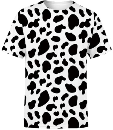 Mgyfady Mens Cow Printed Shirts Casual Summer Unisex 3D Graphic Funny Short Sleeve Tee Shirt Quick Dry Fit Athletic Running Elastic Lightweight Breathable Comfort (CowWhite, L)