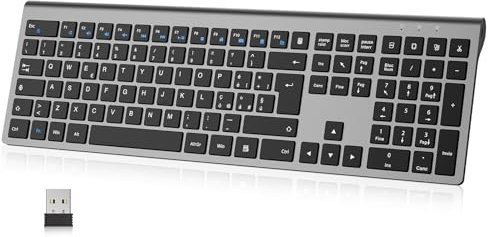PINKCAT Tastiera wireless ricaricabile - Layout italiano QWERTY, digitate con facilità e raddoppiate la vostra efficienza - Tecnologia della tastiera per laptop di alta gamma （grigio）