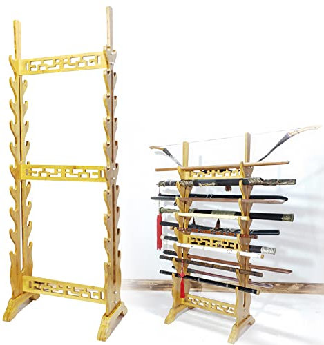 Sword Stand Katana Holder - Flerlagers golvstående fäste Display Vapenställ, 16-24 nivåer Vertical Martial Arts Sword Hanger, Flöjtställ, fiskespö, förvaringshylla för musikinstrument