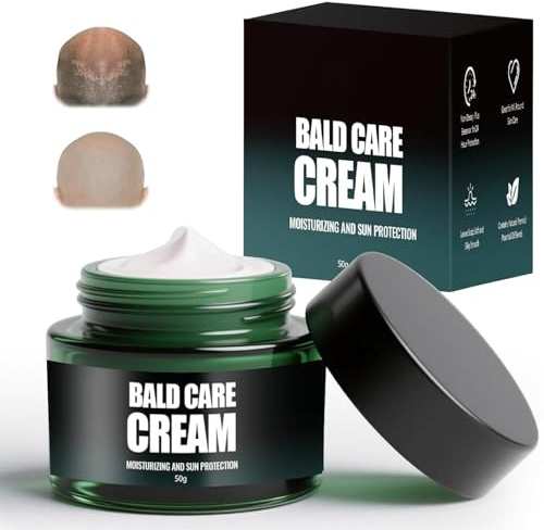 Kopfhaut Pflege Creme für Glatzenträger, Glatzencreme, Natürlicher Pflegende und Kopfhautpflege für Herren, Feuchtigkeitsspendend Hautcreme Männer, Anti-Shine-Effekt (1)