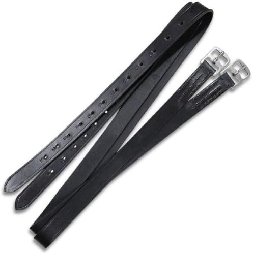 Brama West Correas para estribos de piel – 125/135/145/155 cm – par – correas de planchado – negro (155)