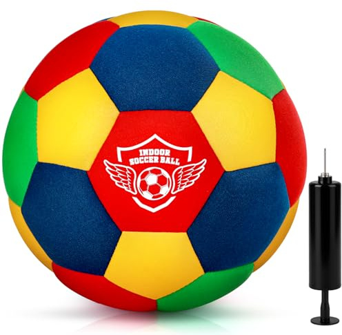 Jofuni Indoor Soft Football for House Home, Training Ball Standard Size 4 Soft & Safe Ball for Teenager 6-12 Indoor Dribbling, Training, Football Gift for Kids Boys(Size 4)