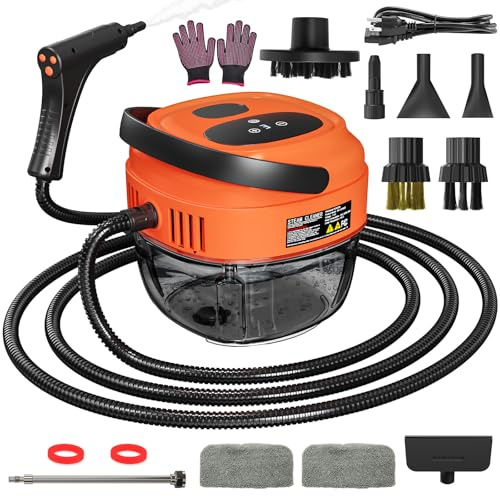 Handheld Steam Cleaner, 2500W High Temperature Pressurized Machine with 1.7L Water Tank, Handle-Controlled Steam Output, Portable Cleaning Steamer for Home, Car, Bed Bugs, Furniture, Grout (Red)