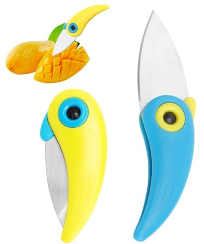 JYYWTSI 2PCS Mini Coltelli Pieghevoli da Cucina a Forma di Uccello, Coltelli per Sbucciare Frutta e Verdura, Coltello da Tasca Utensili da Taglio