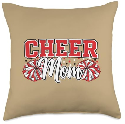 Cheer Mom Team Spirit Cheerleading Mom Pom Pom Sideline Throw Pillow