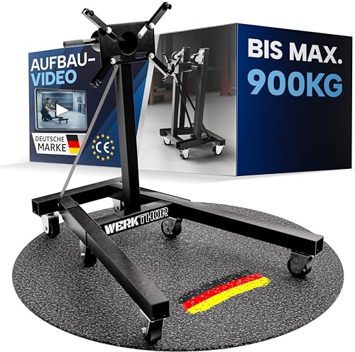 WERKTHOR Cavalletto Motore Auto 900 kg Professionale per Camion & V8 – Supporto Motore Girevole a 360° carico Pesante – Motorbock Nero XXL Stabile – Supporto di Montaggio per Diesel & Big Block