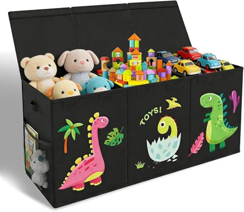 TEGOVE Contenitore Giochi Bambini Extra Large con Coperchio e Maniglie Ribalta,150 L Baule Portagiochi,Contenitore Porta Giochi,Scatole Porta Giochi Pieghevole Oxford per Guardaroba, Libri,98x34x40cm