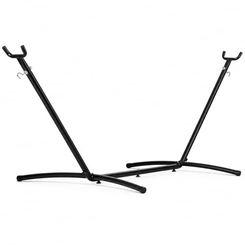 Base per Amaca Supporto in Acciaio Verniciato a Polvere Regolabile 6 Livelli Struttura Stabile con Piedini Antiscivolo per Giardino Terrazzo Balcone 280 x 120 x 110 cm Capacità 120 kg Nero