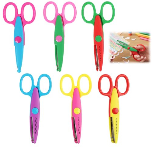 Juego de 6 tijeras creativas para cuaderno creativo, tijeras decorativas robustas, adecuadas para corte de papel, tela y tarjetas, para bricolaje, oficina