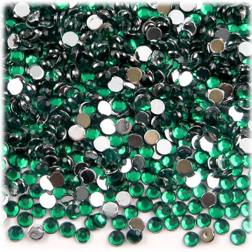 The Crafts Outlet 288pc Rhinestones Round 4mm - 16ss Flatback Emerald Green EGR