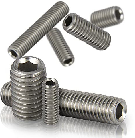 PROTECH Tornillos de sujeción DIN 913 con hexágono interior y punta cónica de acero inoxidable A2 V2A, tornillos prisioneros