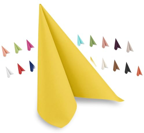 Hypafol Airlaid-Serviette gelb | 50 St. | unterschiedliche Farben für jeden Anlass | 40 x 40 cm | abgestimmt auf Einrichtung & Dekoration | für Gastronomie und Zuhause