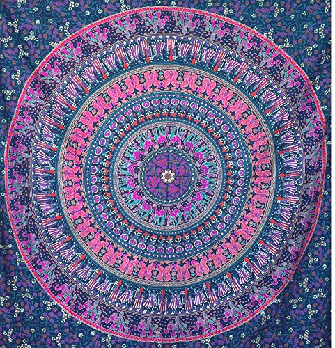 MOMOMUS Mandala Arazzo da Parete per Camera da Letto, Soggiorno, Altre Stanze -100% Cotone, Colori Vivaci, Stile Indiano- Telo/Poster/Arazzo Mandala da Parete -Lilla, 210x230 cm