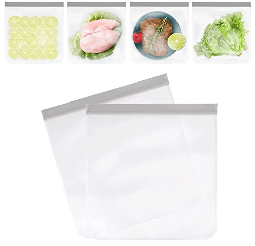 KINBOM 6pcs Reusable Freezer Gallon Bags Dishwasher Safe, Large Food Storage Bags Leakproof Reusable Silicone Ziplock Bags for Marinate Meats, Fruits, Sandwich, Vegetable, Cereal, Travel Items