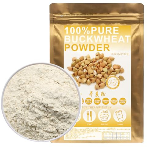 100% Natural Pure Buckwheat Powder 100g/3.52oz 荞麦粉 farina di grano saraceno, sostituto della farina di grano saraceno. Ottimo per Pancakes, Noodles Senza Zucchero Aggiunto