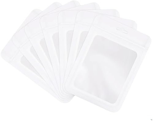 100 Piezas Bolsas Aluminio Resellables Pequeña,Blanco Aluminio Mate de Bolsa,Bolsas Mylar Sellada Planas,Bolsas con ventana transparente,Ideal para Alimentos, Accesorios, Café Almacenamiento (8x13cm)