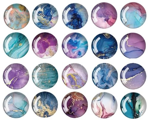 Magneti per frigorifero con motivo marmo, 20 pezzi, decorativi per frigorifero, in vetro di cristallo, per frigorifero, per frigorifero, per lavagna bianca