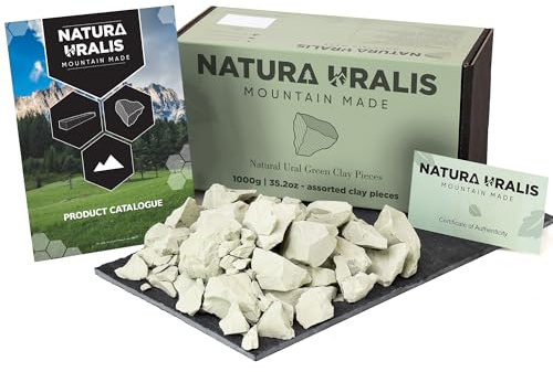 Natura Uralis Ural Clay | 992 ml naturlig lera, pastell till gröngrön – fantastisk knäckning, tillfredsställande jord, sammet och fast textur, ASMR-sensation