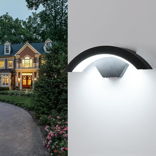 Comely 24 W Applique da Parete LED Esterno Interno, 2700 LM Lampade da Parete Moderno in Alluminio, IP65 impermeabile Luci da Parete per Ingresso Terrazza Giardini, Nero, Bianco Freddo 6500 K