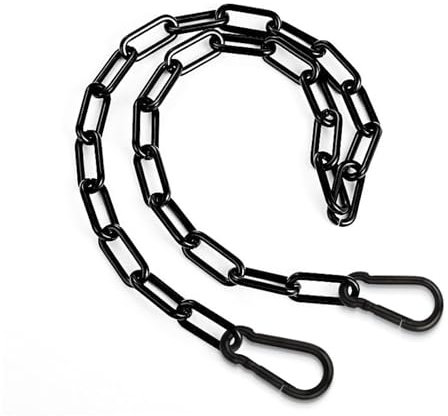 Cerradura de cadena de puerta, 1 m, cadena de metal negro con 2 mosquetones desmontables, cadena de acero inoxidable resistente para valla al aire libre, jaula, cerradura de seguridad de puerta
