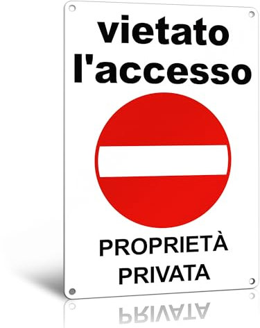 TAKULA Cartello Vietato l'Accesso Proprietà Privata - Divieto di Accesso, 30 * 20CM, Alluminio Riflettente Con Allarme