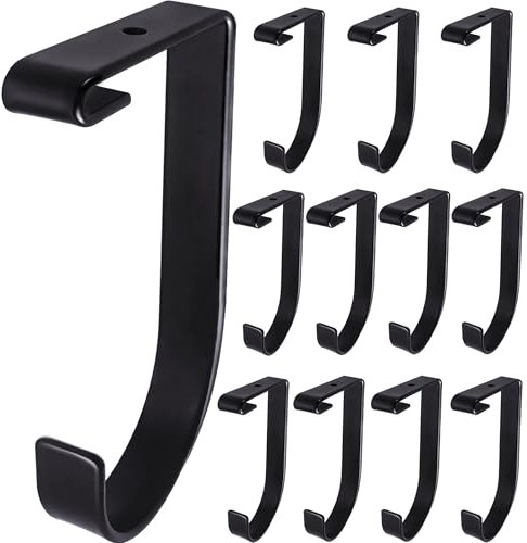 Saderoy 12-Pack Heavy Duty Add-On Storage Flat Hook Accessory for Garage Ceiling Storage Rack and Wall Shelving,Alloy Steel, Black-Suitable for FLEXINOUMTS Ceiling Storage Racks and Wall Shelves