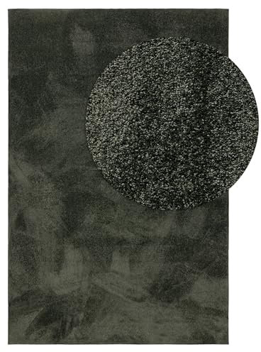 benuta Nest Waschbarer Teppich Nina - Grün 80x150 cm - Kunstfaser - Rechteckig & im Style: Uni, Minimalistisch - Pflegeleicht für Wohnzimmer Schlafzimmer