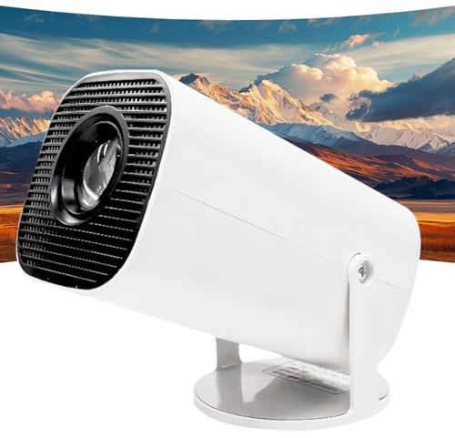 bärbar projektor, filmprojektor med autofokus och keystone, 4K Full HD WiFi Bluetooth, 200'' skärm, 180° rotation, inbyggd högtalare, vision beam projektor för hemmabio