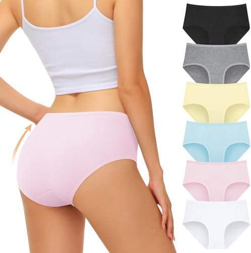 FALARY Culotte Femme Coton Slip Femmes Stretch Taille Basse sous-vêtements Culottes Lot de 6