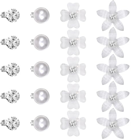 Piriuuo 20 pinces à cheveux blanches petites fleurs avec strass, petits accessoires décoratifs pour cheveux pour filles et femmes