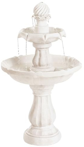 Fontaine de Jardin en Résine Cascade Accessoire d'Extérieur Beige Clair Limbara