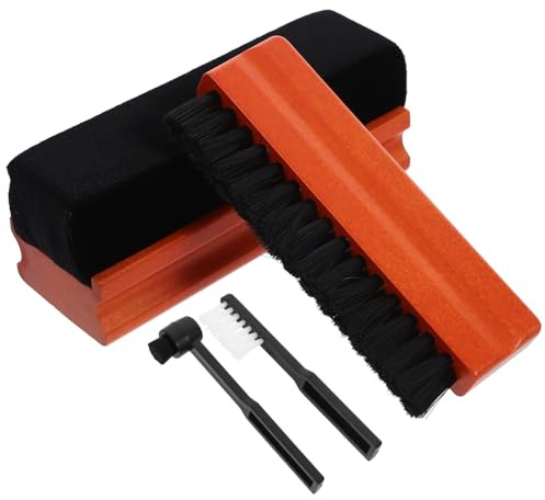 Tofficu Pulizia Vinili Portatile con Spazzole Legno e Panno per Lettori Cd e Facili Usare e Trasportare per Manutenzione e Protezione Dischi