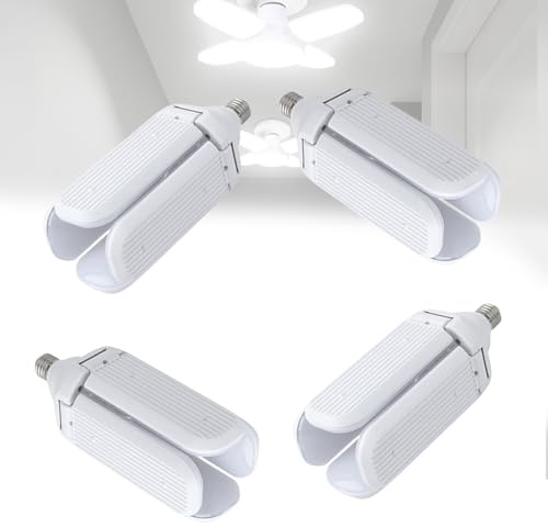 4-pack LED-garagelampor 50W E27 dagsljuslampa deformerbara takarmaturer for hem eller verkstad källare
