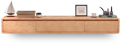 Mobile TV moderno da parete, console multimediale sospesa con 2 cassetti, mobile salvaspazio per piccoli appartamenti TV, elegante ripiano sospeso per riporre sotto la TV (colore registro, 140 cm)