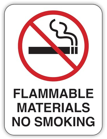 FLAMMABLE MATERIALS NO SMOKING SIGN Metal Sign 8x12 Inch – Safety for Home, Office, or Workplace