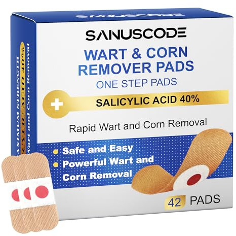 Kaipetzzz 42pcs Verruca Treatment Plasters,Wart and Corn Remover Pads,Deep Verruca Removal Patches for Common,Plantar Wart and Corn for Hands,Feet and Toes,Pain Relief for Adults and Kids