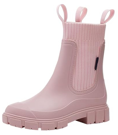 Generisch Botas de equitación para mujer, zapatos de jardín, botas de vaquero, botas de plataforma para deslizarse, botas de goma para mujer, botas de lluvia para jardín, impermeables, de caña corta