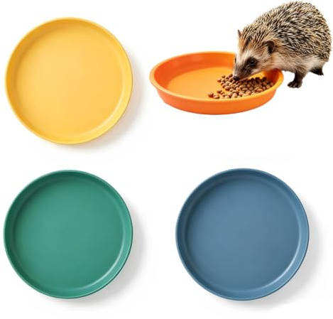 4-Pair Pet Food Bowls Set, Shallow Round Hedgehog Water Bowl and Feeding Dish, 15cm Wide Multi-Colour Hedgehog Bowls for Garden Wildlife and Small Animals