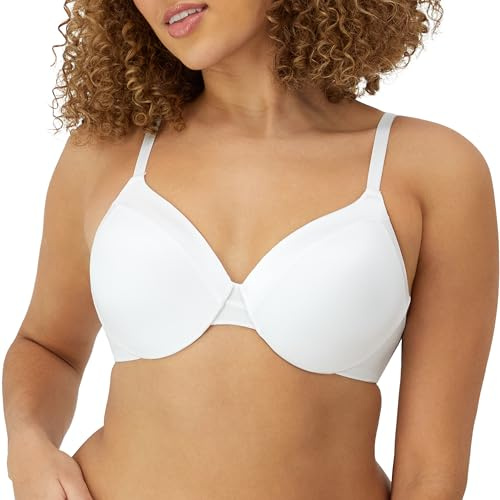Maidenform Womens Comfort Devotion Underwire Bra, Full Coverage Convertible T-shirt Bras, White, 38C US