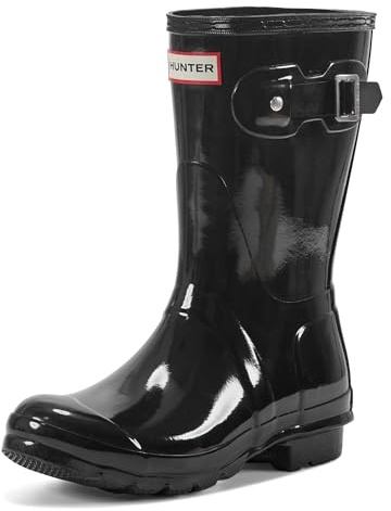 Hunter Women's Original Short Gloss Rain Boots, Black, 10 Medium
