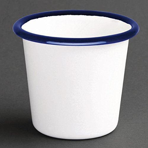 Olympia Enamel White Blue Sauce Cup 115Ml 4Oz Pot Container Tableware 6pc