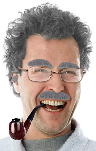 Set mit Pfeife + zusammenklappbare Brille + Augenbrauen + Schnauzbart + Ohrenhaare
