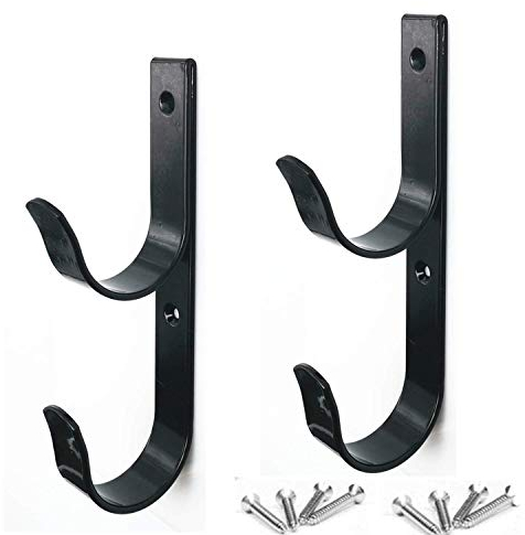 2 Stück Set breite Pool Stangen Aufhänger Heavy Duty Schwarz Aluminium Halter Haken mit Schrauben Perfekte Hakenhalter für Schwimmbad, Teleskopstangen, Skimmer, Netze, Bürsten, Vakuumschlauch
