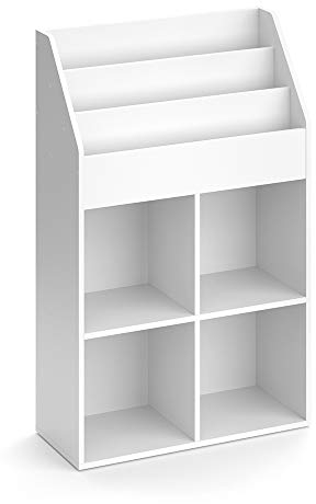 Vicco Bücherregal Luigi, Spielzeugregal für Faltboxen, Weiß, 72 x 114 cm