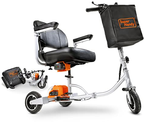 SuperHandy Passport Mobility Scooter - Foldable, 3 Wheel, Airline Travel Friendly - 13 Mile Range, Includes 2 Removable 48V Lithium-ion Batteries & Charger (330 Lbs)