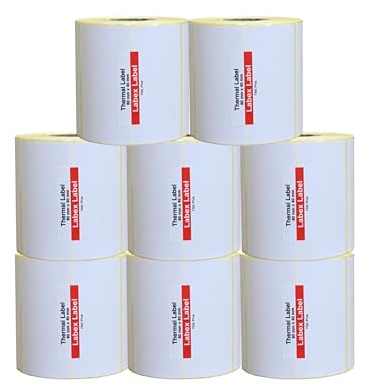 Etichette termiche dirette 80x40 mm - 8 Rotoli (6000 etichette termiche adesive) compatibili Zebra GK420T, ideali per spedizioni, magazzino e codici a barre - Labex Label