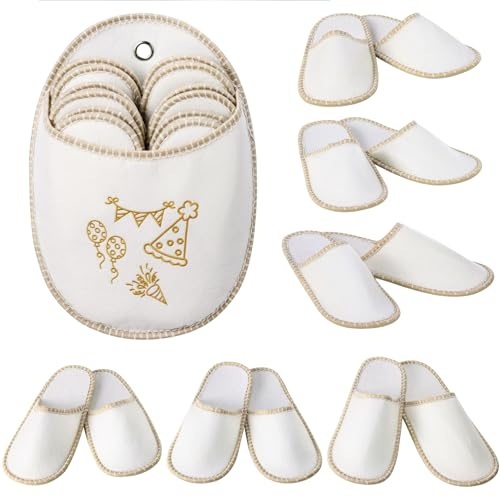 JEMIDI Pantoufles pour invités - Lot de 6 chausssons pour invités - Pantoufles Confortables et antidérapantes - 6 Paires de Chaussons Unisexes