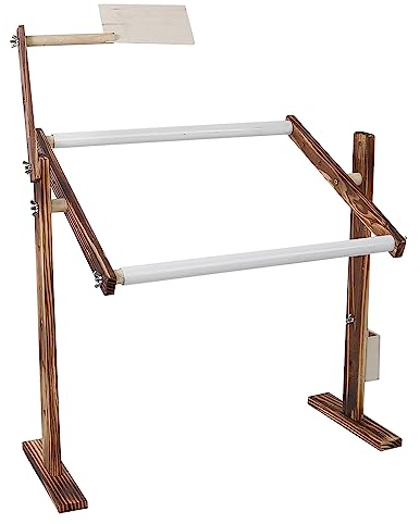 Stickramenhalter Viereckig, Holz Stickrahmen Eckig mit Ständer Verstellbar Stickständer mit Stickrahmen 360 Grad Drehung Kreuzstich Ständer Bodenrahmen, für Sticken Kunsthandwerk