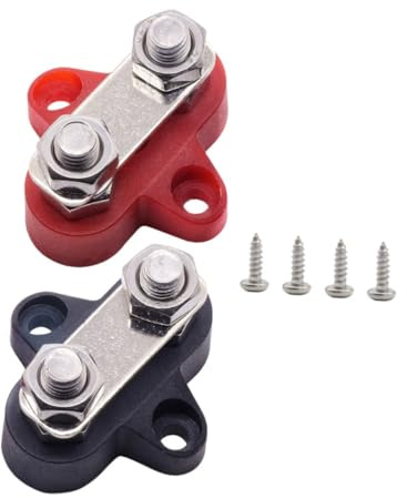 JECOMPRIS Barra Colectora De Batería Doble Regletas De Bornes M8 2 Piezas Para Vehículos y Embarcaciones Pesadas Uso Marino y Automotriz